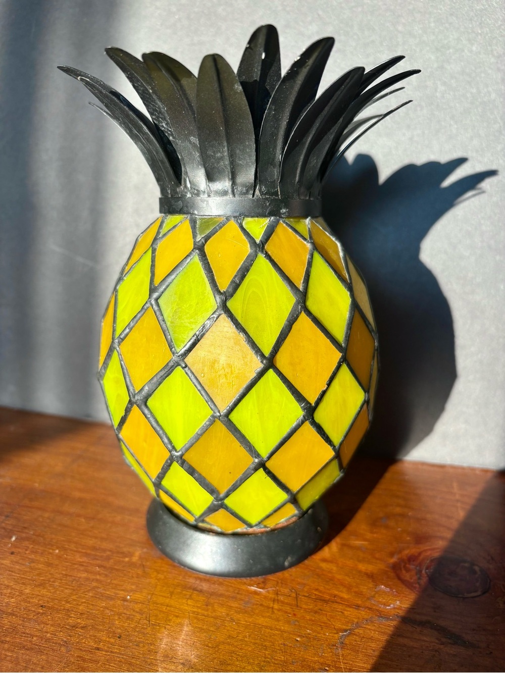 Vintage Retired PartyLite Tiffany Style Stained Glass Candle Lantern